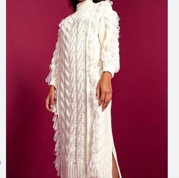 NWOT Farm Rio White Midi Sweater Dress sz M - Picture 2 of 12
